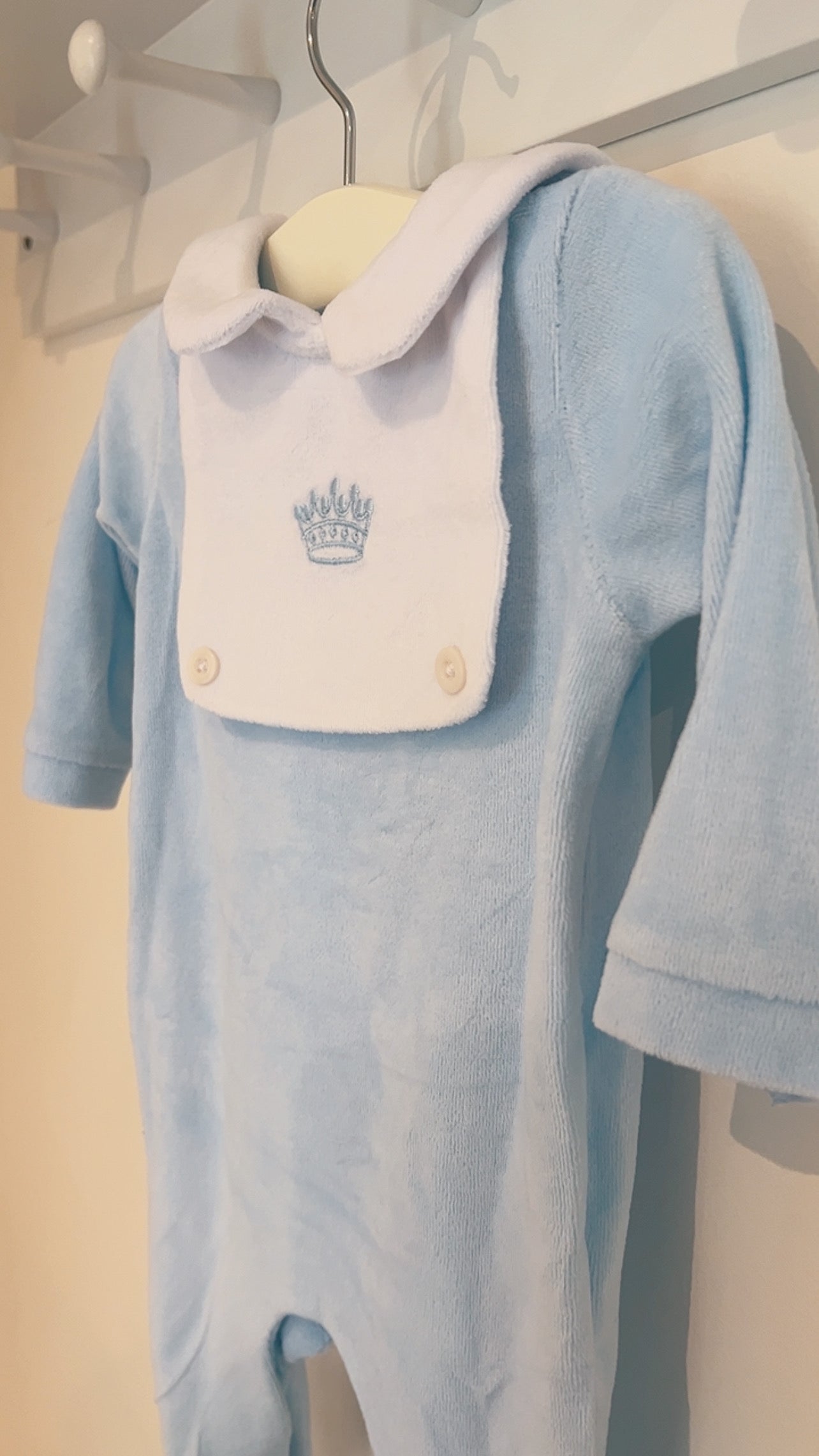 Blue Prince Velour Babygrow