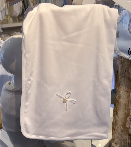 Cotton Bow Blanket - White