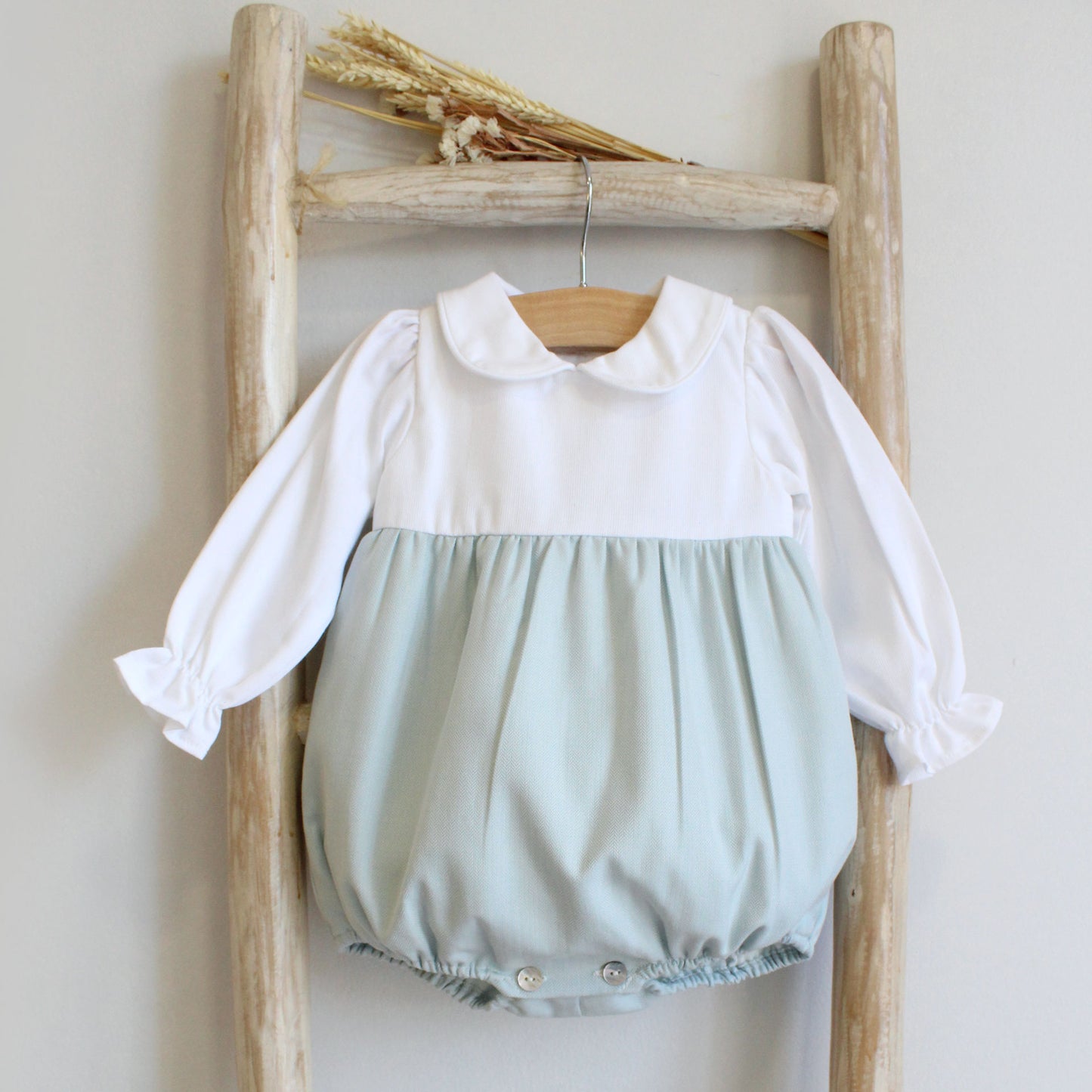 Boys romper white/green