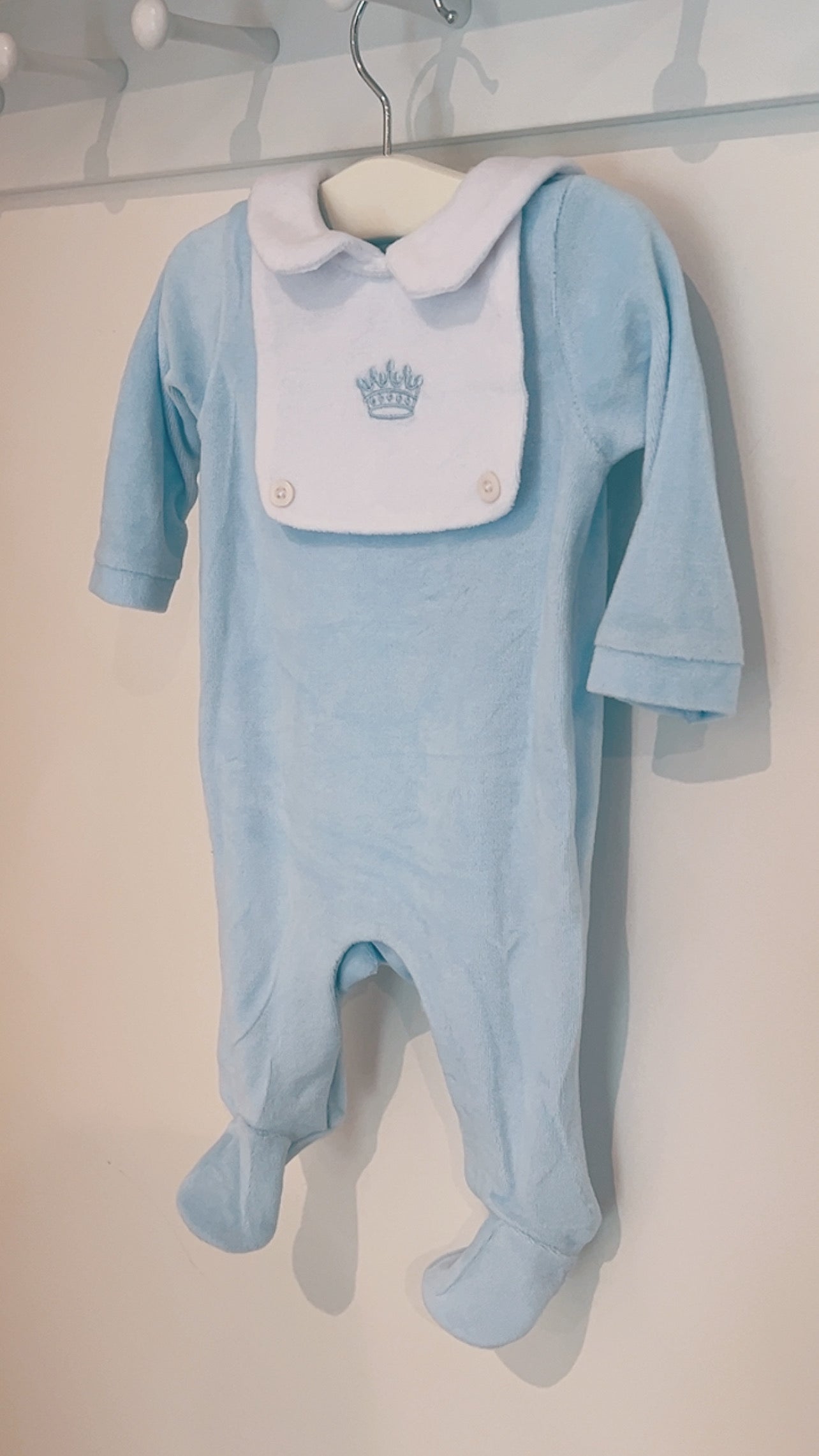 Blue Prince Velour Babygrow