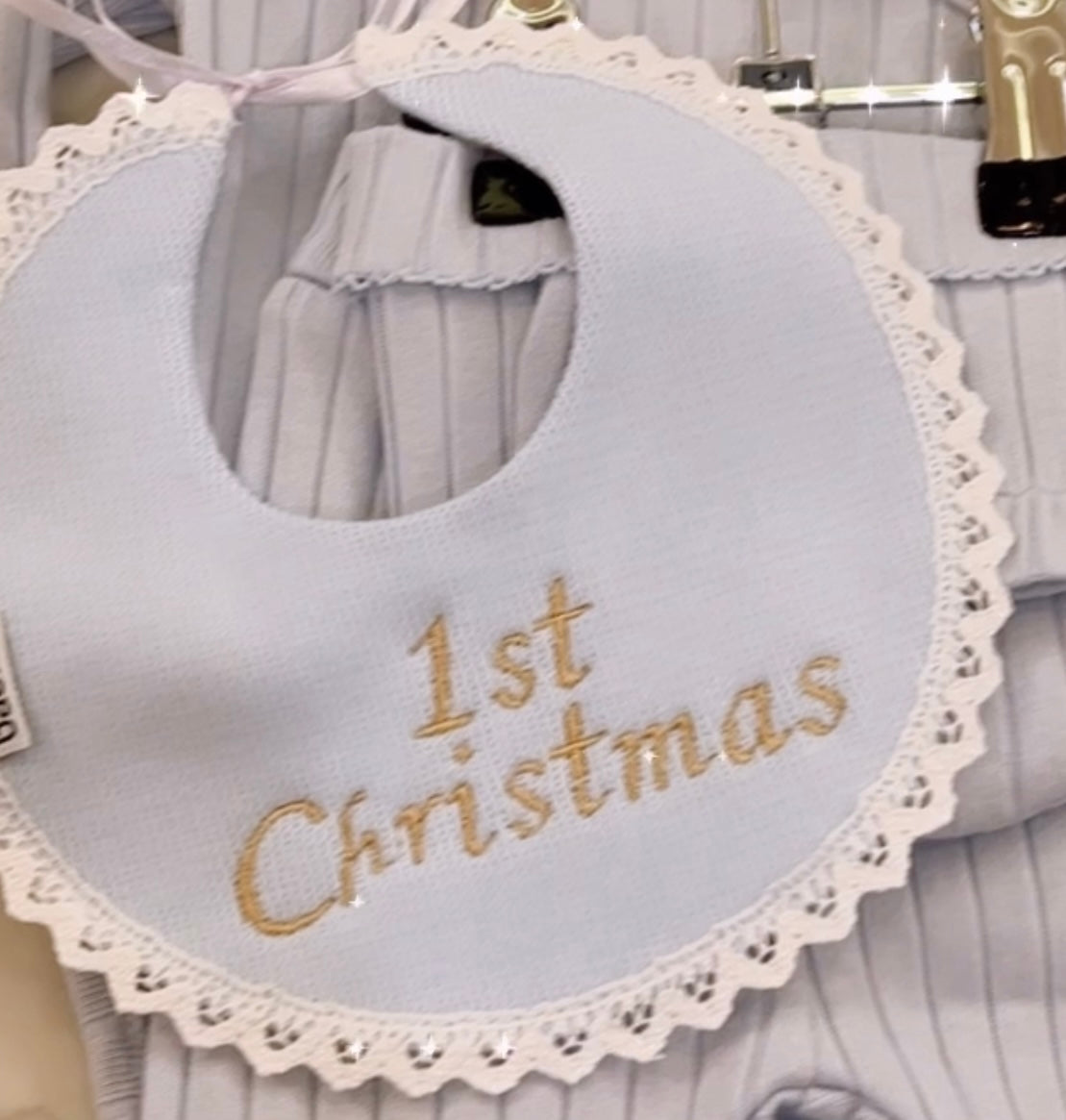 Blue “1st Christmas Bib”