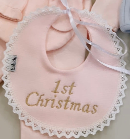 Pink “1st Christmas” Bib