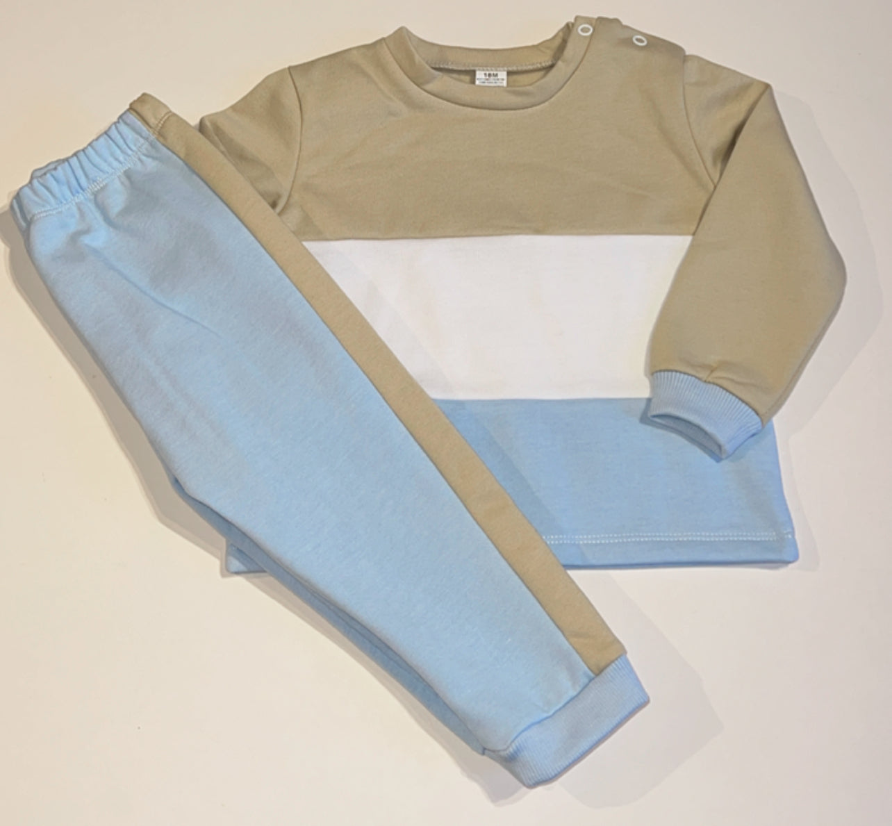 Beige White Pale Blue Tracksuit