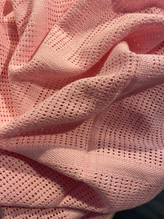 Large Cotton Cellular Blanket - Pink