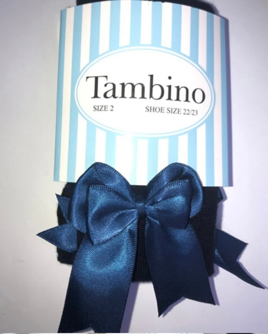 Tambino Bow Tights - Navy