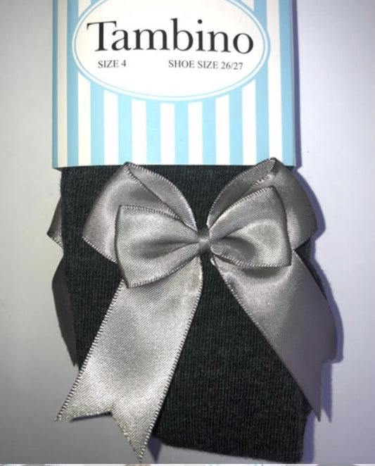 Tambino Bow Tights - Grey