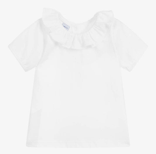 Frill Neck T-Shirt - White