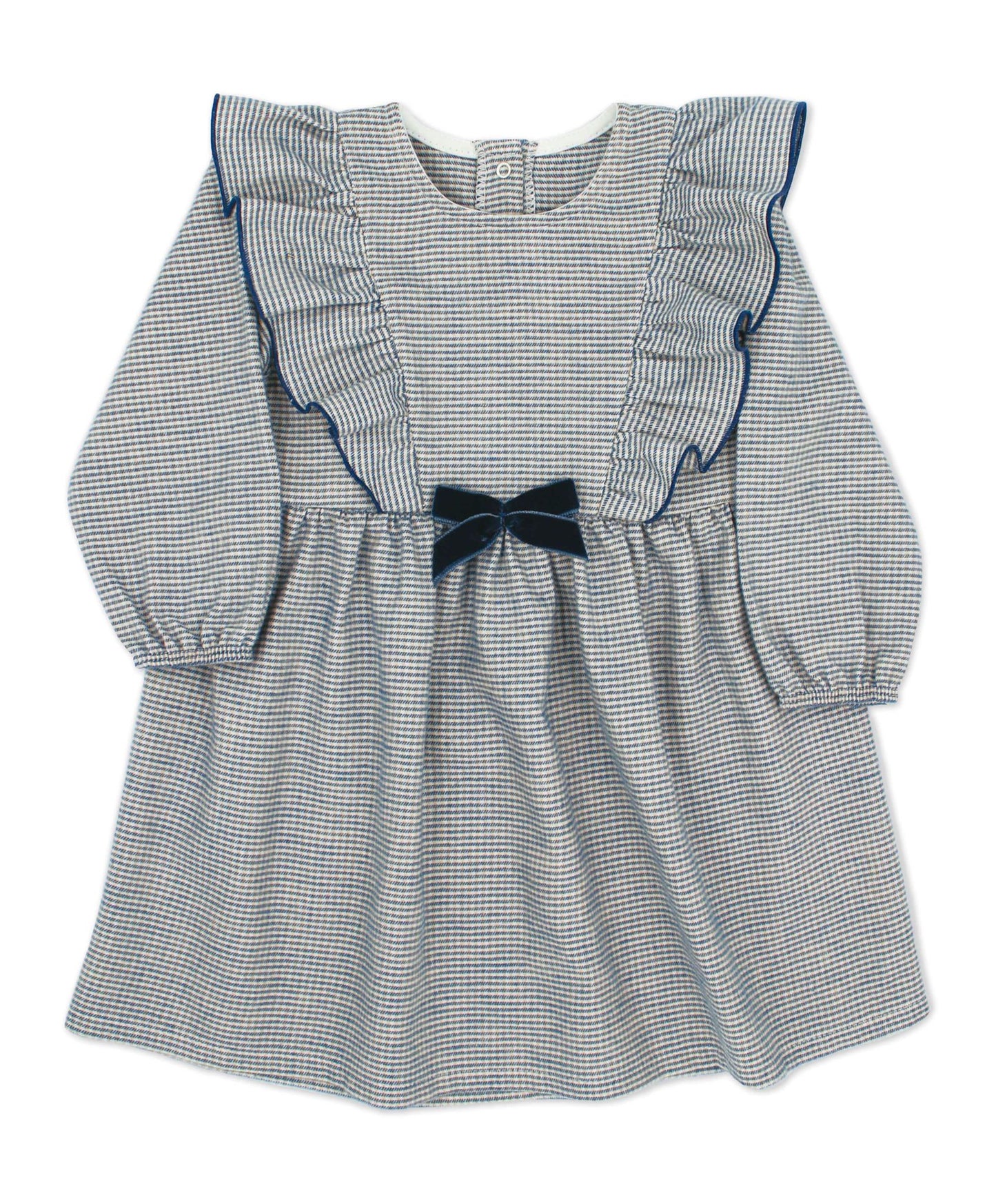 Ruffle Bow Dress - Navy