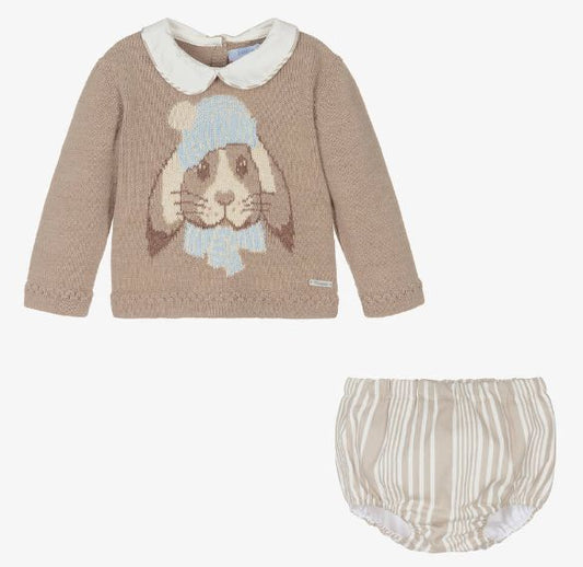 Bunny 2 Piece Knitted Set - Camel