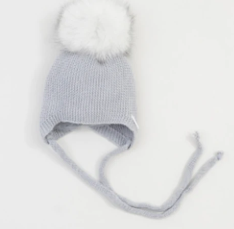 PRE-ORDER Pangasa Fur Hat With Strings Grey