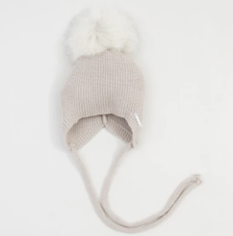 PRE-ORDER Pangasa Fur Hat With Strings Beige