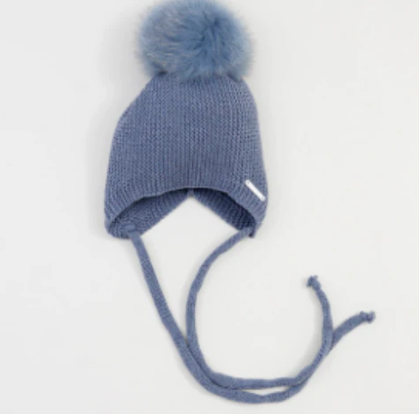 PRE-ORDER Pangasa Fur Hat With Strings Navy