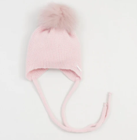 PRE-ORDER Pangasa Fur Hat With Strings Pink