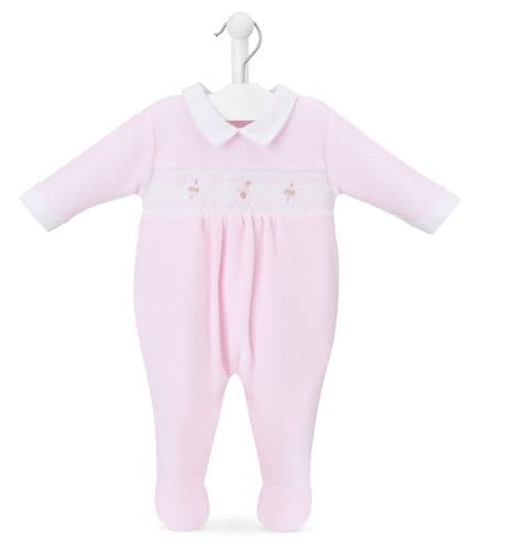 Pink Velour Toy Babygrow