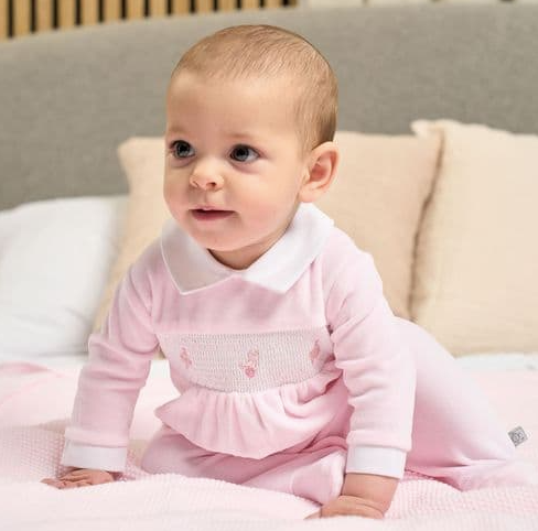 Pink Velour Toy Babygrow