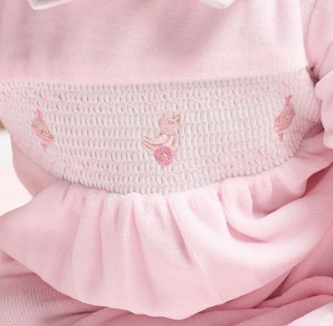 Pink Velour Toy Babygrow