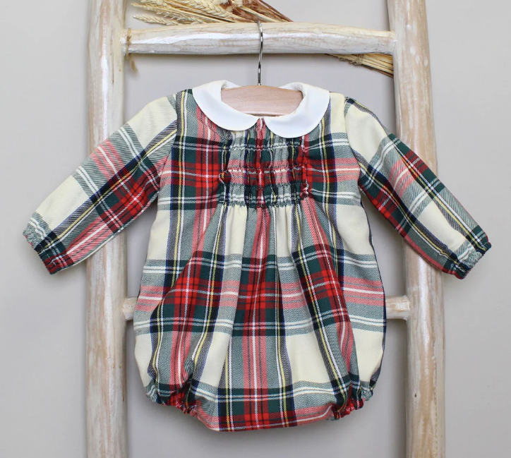 Christmas Tartan Long Sleeve Romper