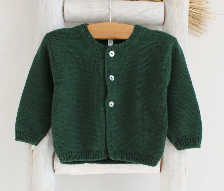 Christmas Green Wool Cardigan