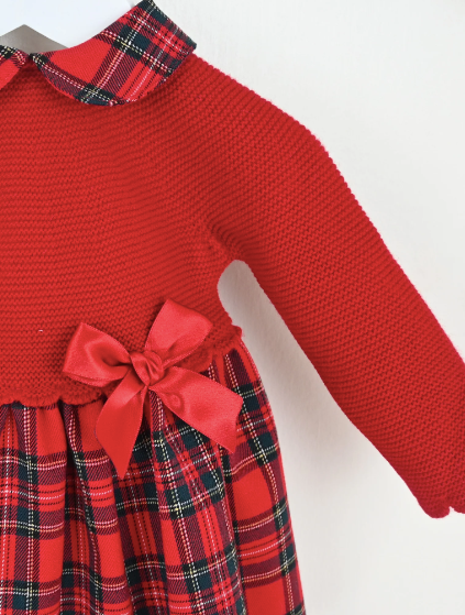 Tartan & Red Knitted Dress