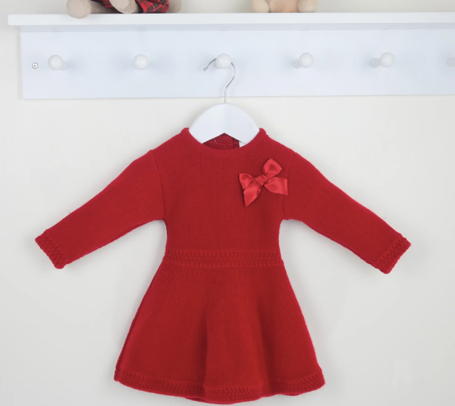 Red Knitted Bow Dress