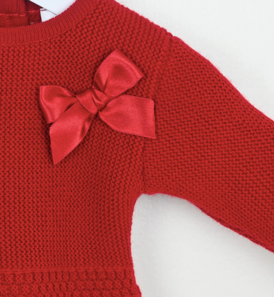 Red Knitted Bow Dress