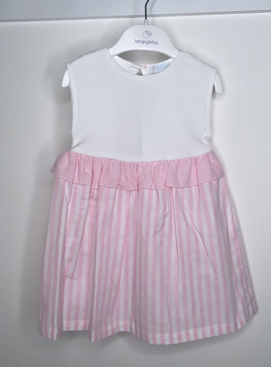 Ruffle Stripe Dress - Pink