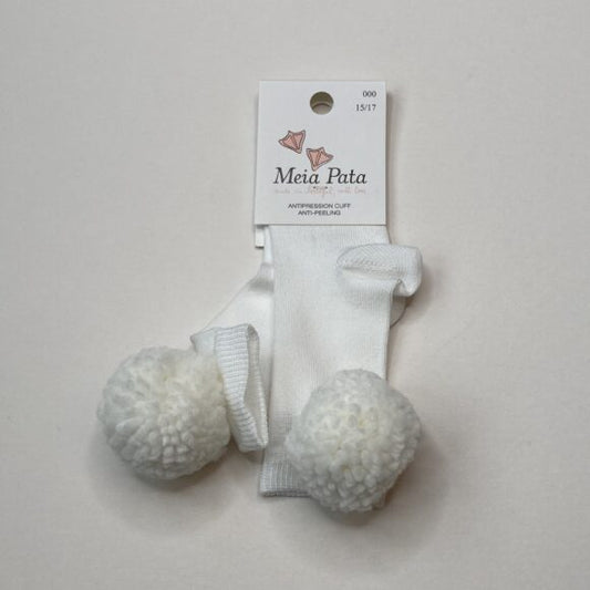 White Large Pom Socks