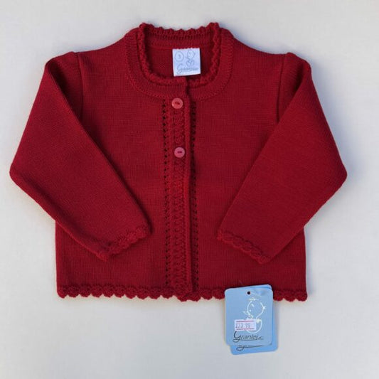 Red Double Stitched Cardigan