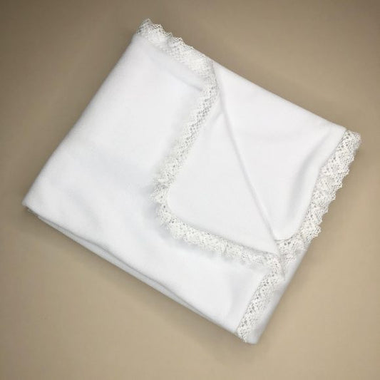 Lace Trim Blanket - White