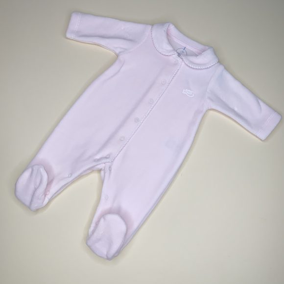 Velour Front Opening Babygrow - Pink