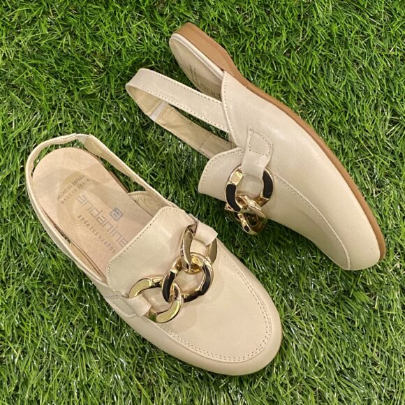 Beige Sling Back Buckle Shoe