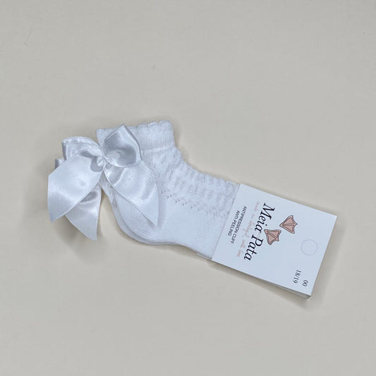 Bow Lace Sock - White