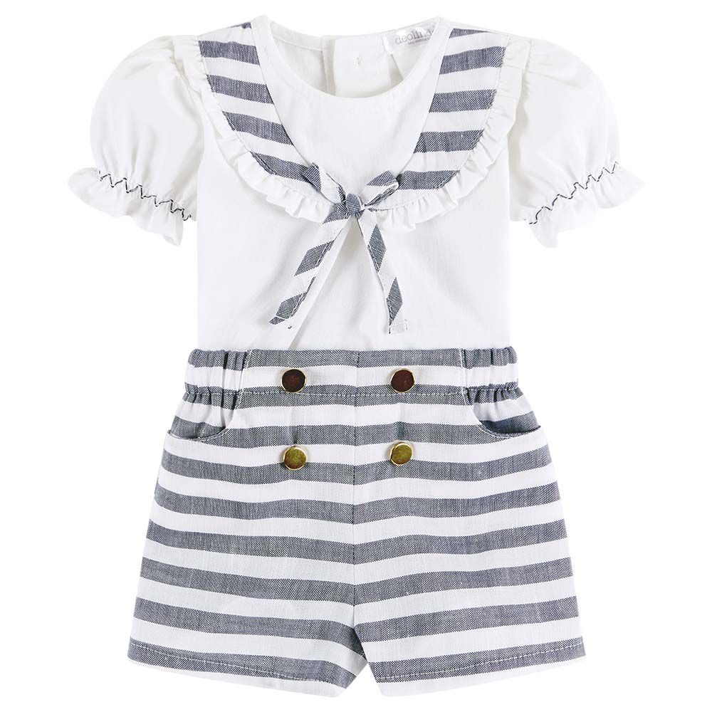 Stripe Sailor Shorts Set - Navy