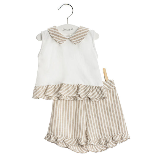 Frill Short and Top Set - Beige